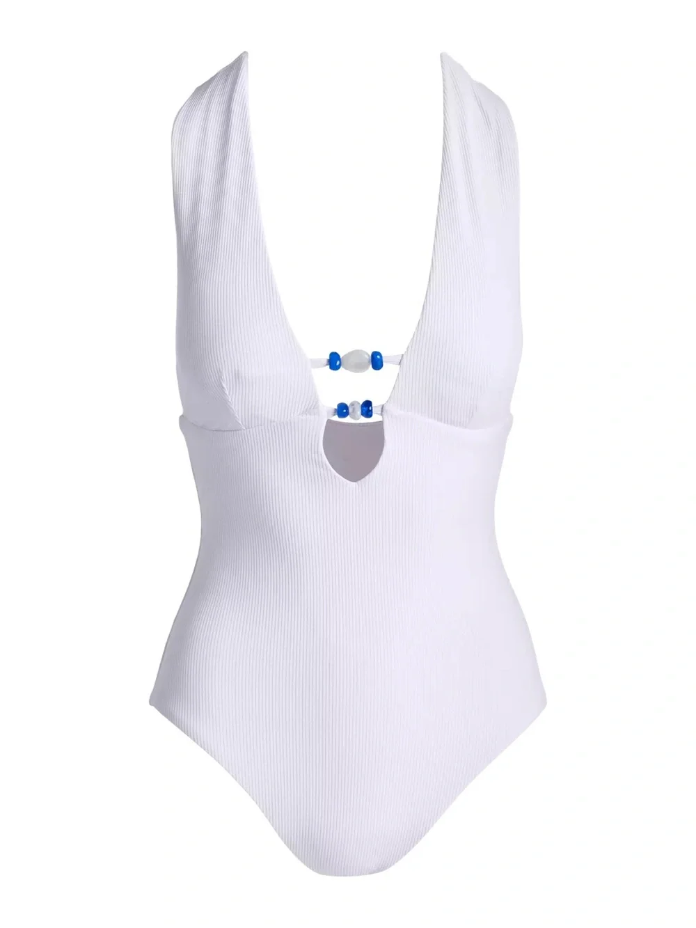 New season!  Becca Ribbed Beaded Deep V One Piece swimsuit size medium
